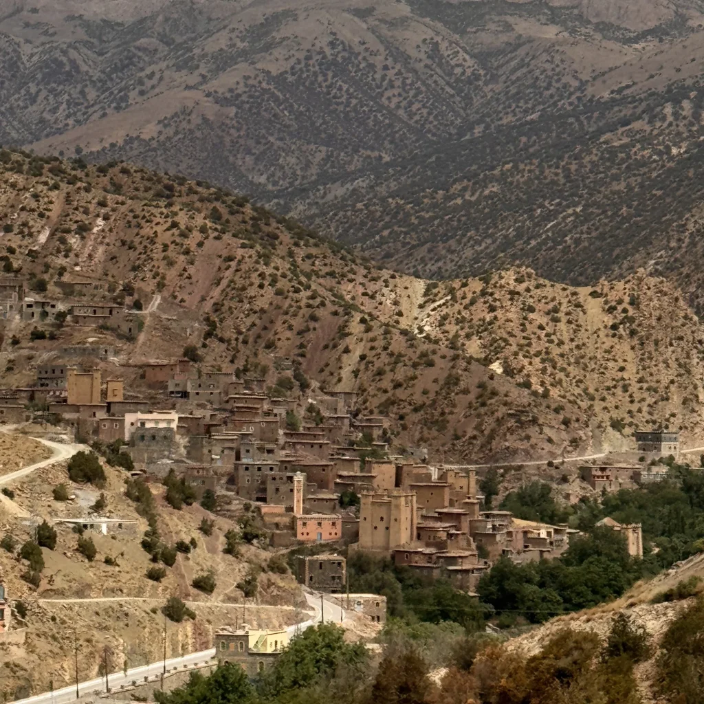 Terraced fields and Berber houses in a High Atlas valley